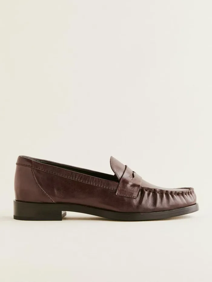 Shoes The Reformation Ani Ruched Loafer Espresso Leather