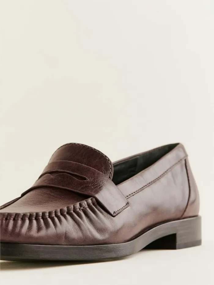 Shoes The Reformation Ani Ruched Loafer Espresso Leather