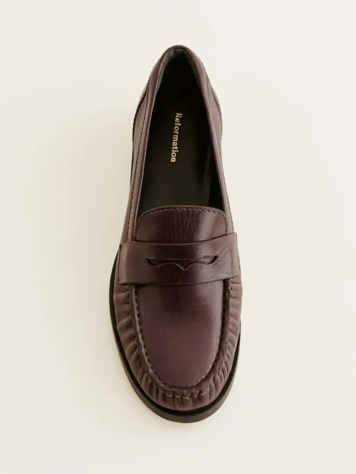 Shoes The Reformation Ani Ruched Loafer Espresso Leather