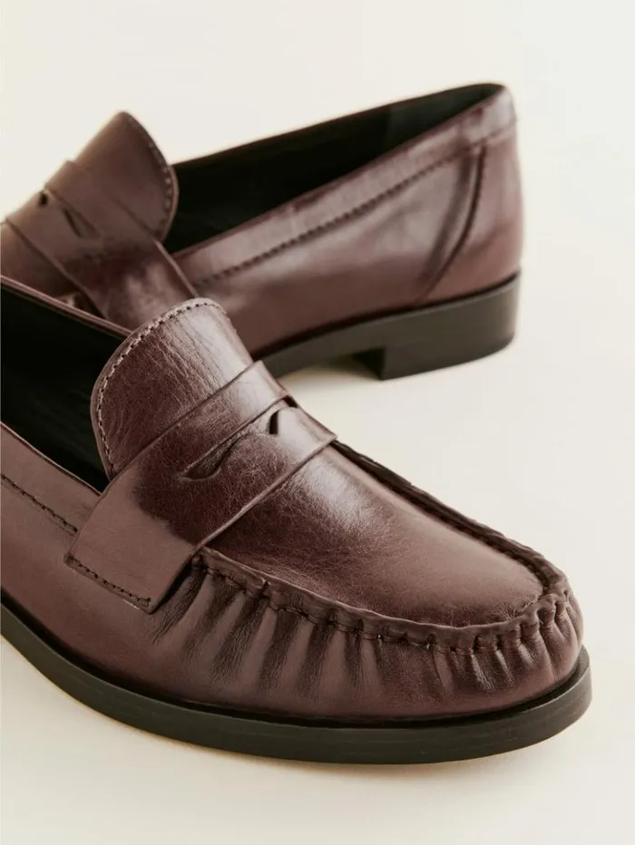 Shoes The Reformation Ani Ruched Loafer Espresso Leather