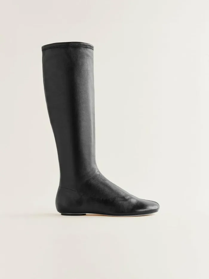 Shoes The Reformation Bradshaw Knee High Boot Black Stretch Leather