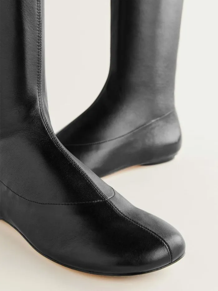 Shoes The Reformation Bradshaw Knee High Boot Black Stretch Leather