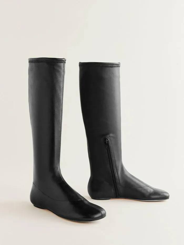 Shoes The Reformation Bradshaw Knee High Boot Black Stretch Leather