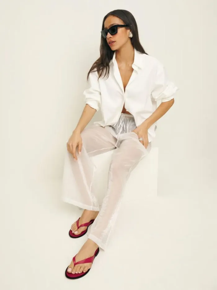 Shoes The Reformation Jessie Thong Sandal Lipstick Leather