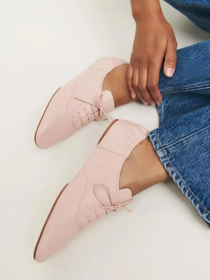 Shoes The Reformation Marie Laceup Oxford Alabaster Leather