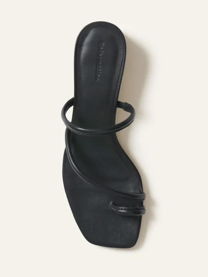 Shoes The Reformation Meena Toe Ring Block Heel Sandal Black