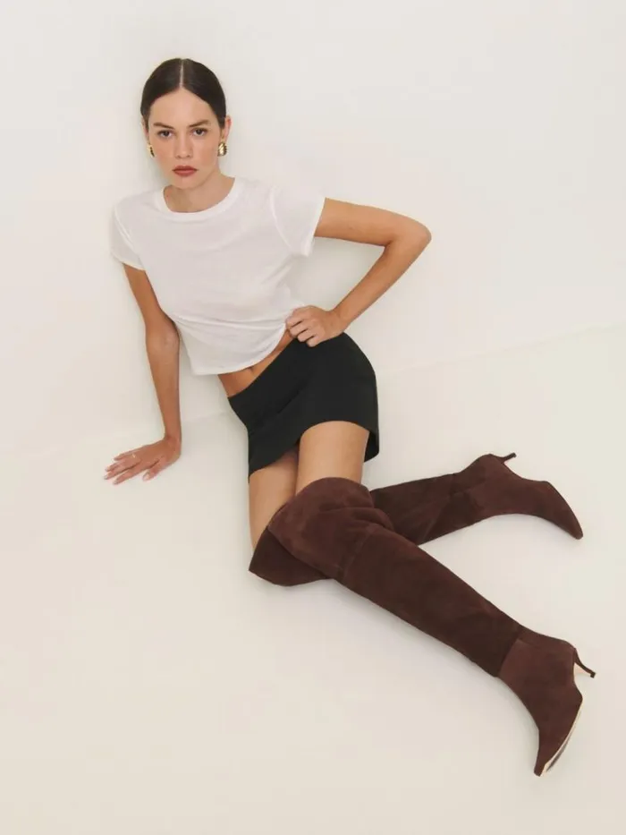 Shoes The Reformation Roxanne Over The Knee Boot Chocolate Suede