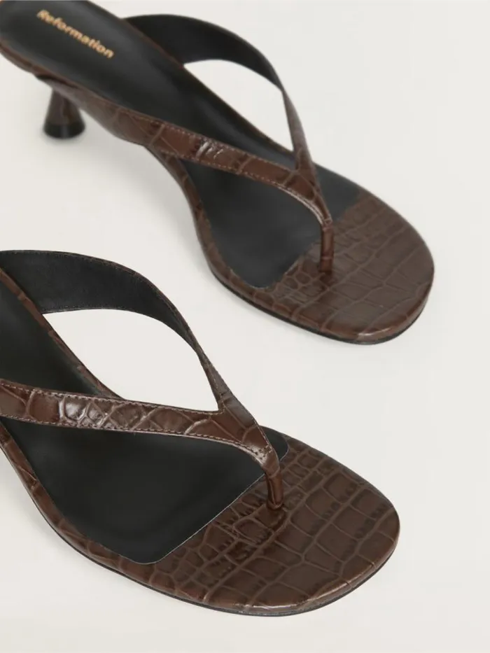 Shoes The Reformation Sophie Heeled Sandal Brown Croceffect