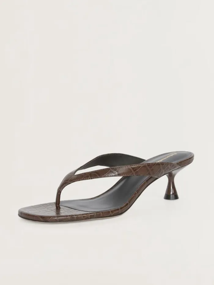 Shoes The Reformation Sophie Heeled Sandal Brown Croceffect