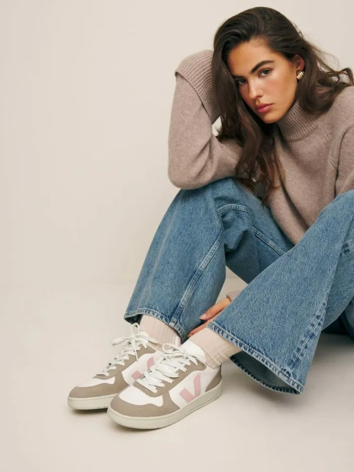 Shoes The Reformation Veja V10 Leather Sneaker Extra White Petale Sahara