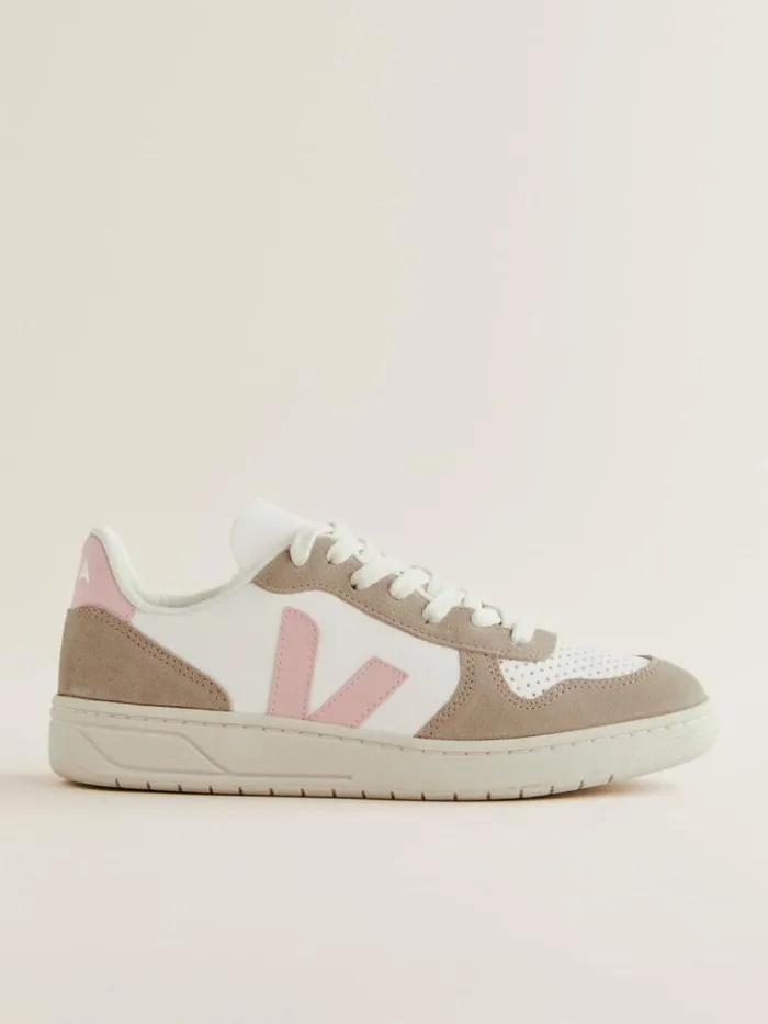 Shoes The Reformation Veja V10 Leather Sneaker Extra White Petale Sahara