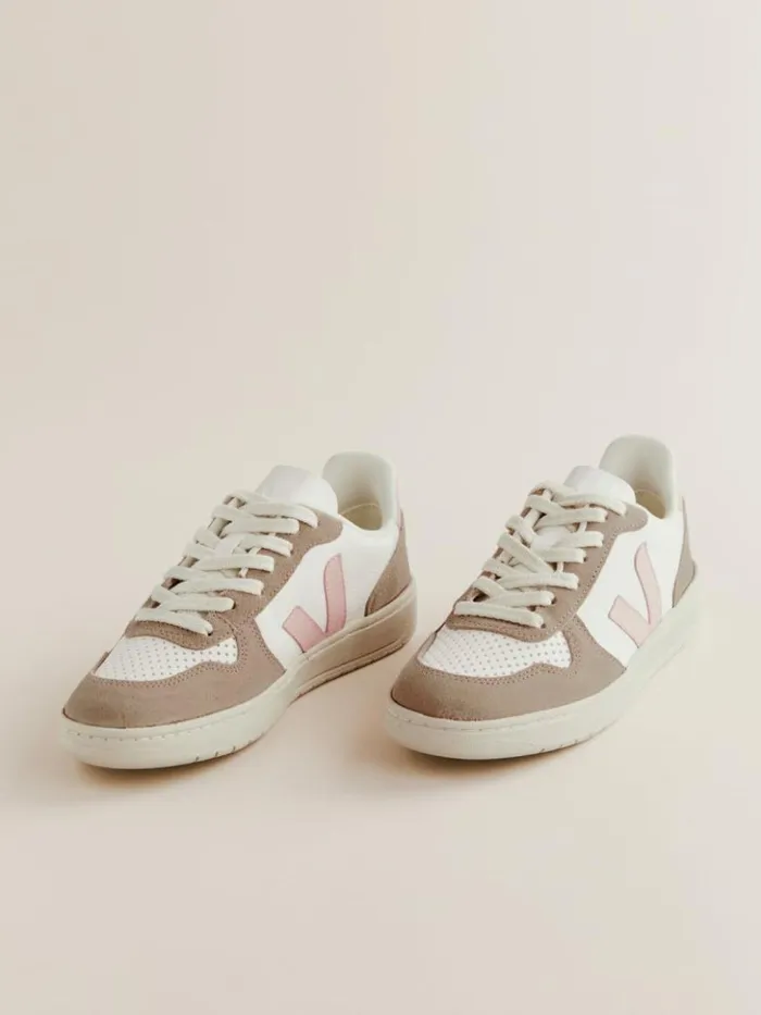 Shoes The Reformation Veja V10 Leather Sneaker Extra White Petale Sahara