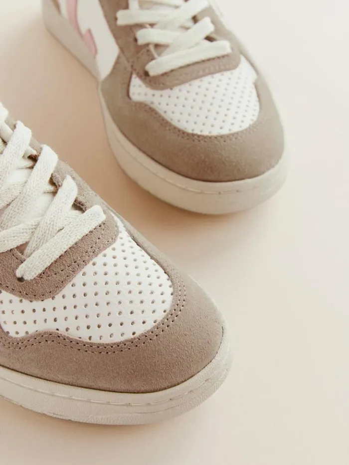 Shoes The Reformation Veja V10 Leather Sneaker Extra White Petale Sahara