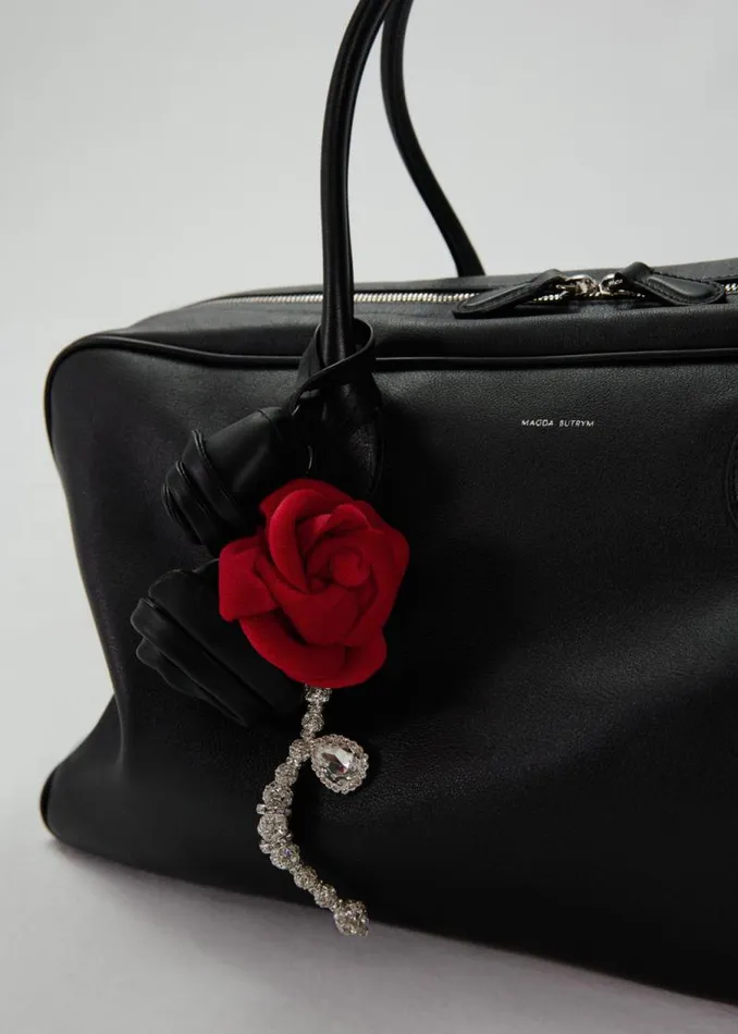 Shop Magda Butrym Accessories Velvet Rose Keychain In Silver Shop Magda Butrym Accessories Velvet Rose Keychain In Silver