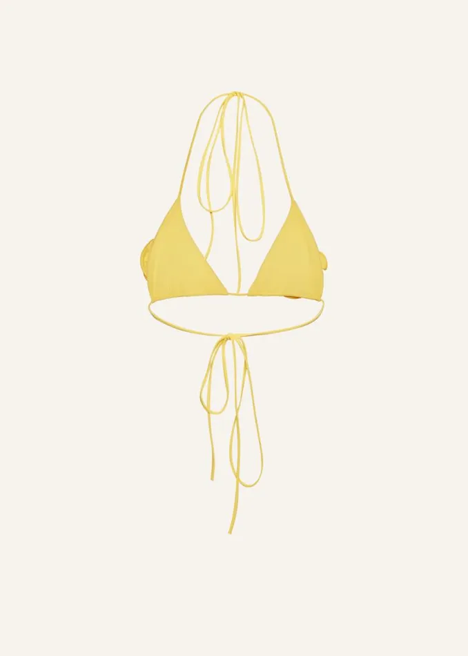 Shop Magda Butrym Beachwear Floral Strappy Triangle Bikini Top In Yellow Shop Magda Butrym Beachwear Floral Strappy Triangle Bikini Top In Yellow