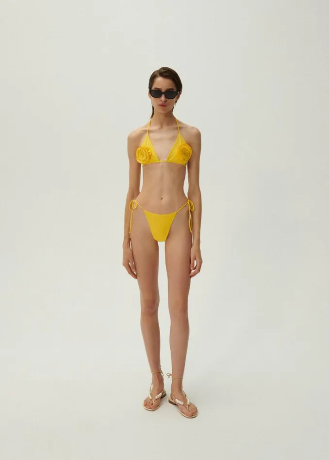 Shop Magda Butrym Beachwear Highwaist String Tie Swim Bottom In Yellow Shop Magda Butrym Beachwear Highwaist String Tie Swim Bottom In Yellow