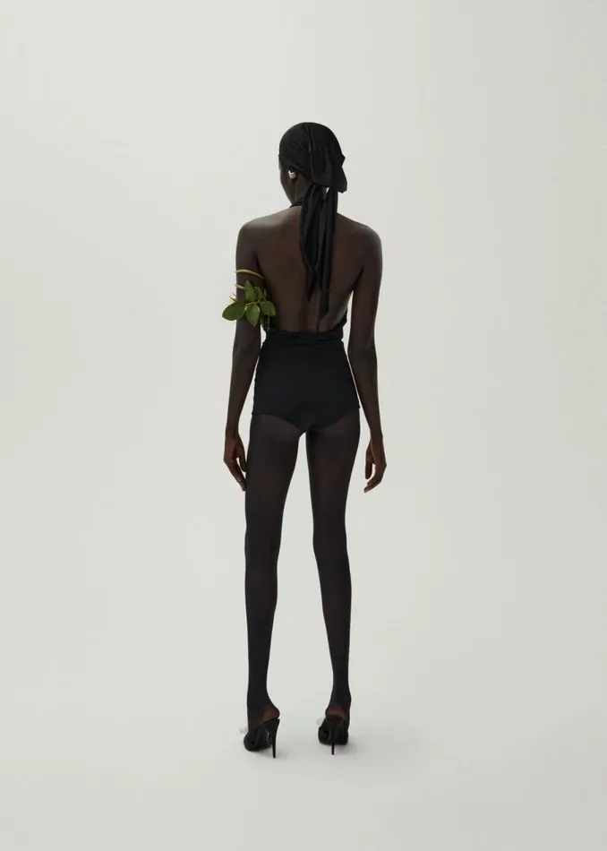 Shop Magda Butrym Bodysuits Cowl Neck Halter Bodysuit In Black Shop Magda Butrym Bodysuits Cowl Neck Halter Bodysuit In Black