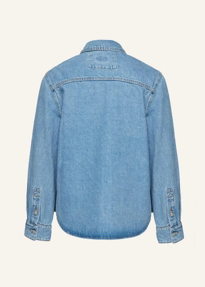 Shop Magda Butrym Denim Classic Oversized Denim Shirt In Light Blue Shop Magda Butrym Denim Classic Oversized Denim Shirt In Light Blue