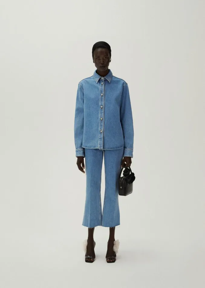 Shop Magda Butrym Denim Classic Oversized Denim Shirt In Light Blue Shop Magda Butrym Denim Classic Oversized Denim Shirt In Light Blue