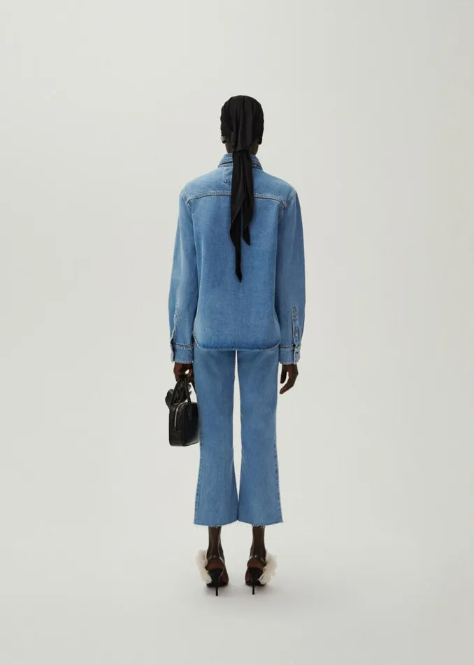 Shop Magda Butrym Denim Classic Oversized Denim Shirt In Light Blue Shop Magda Butrym Denim Classic Oversized Denim Shirt In Light Blue