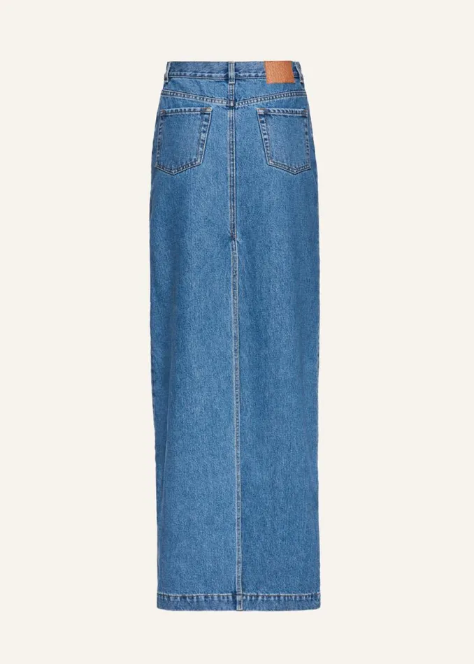 Shop Magda Butrym Denim Split Back Denim Maxi Skirt In Blue Shop Magda Butrym Denim Split Back Denim Maxi Skirt In Blue