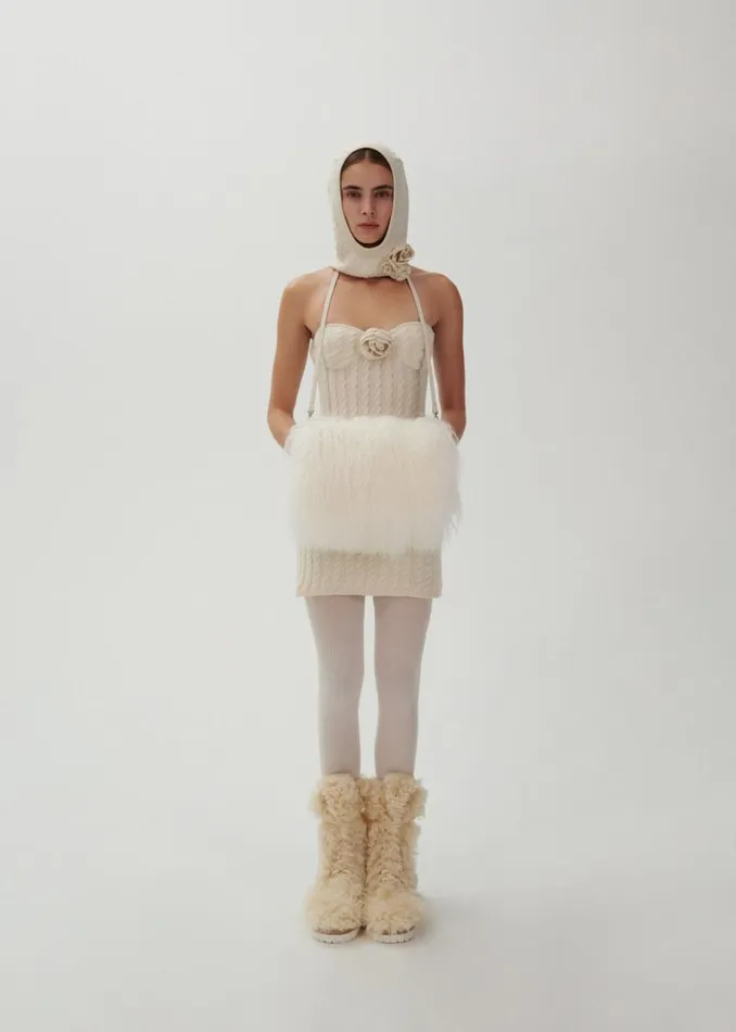 Shop Magda Butrym Dresses Bustier Cable Knit Mini Dress In Cream Shop Magda Butrym Dresses Bustier Cable Knit Mini Dress In Cream