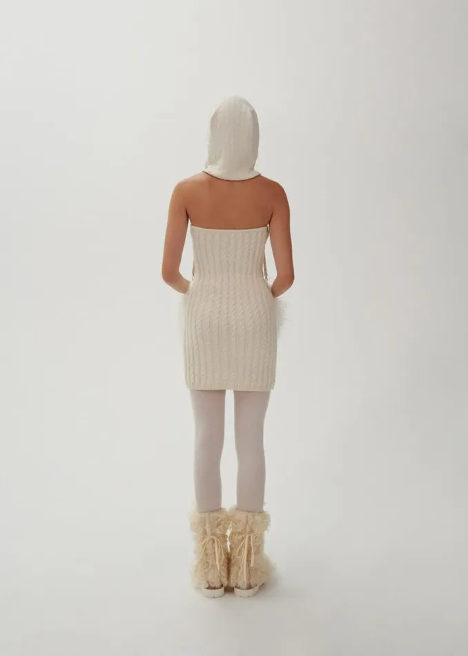 Shop Magda Butrym Dresses Bustier Cable Knit Mini Dress In Cream Shop Magda Butrym Dresses Bustier Cable Knit Mini Dress In Cream