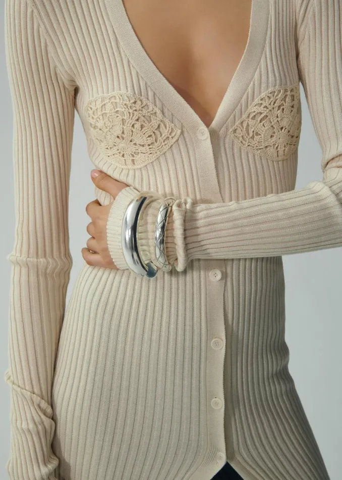 Shop Magda Butrym Dresses Crochet Bra Cardigan Dress In Cream Shop Magda Butrym Dresses Crochet Bra Cardigan Dress In Cream