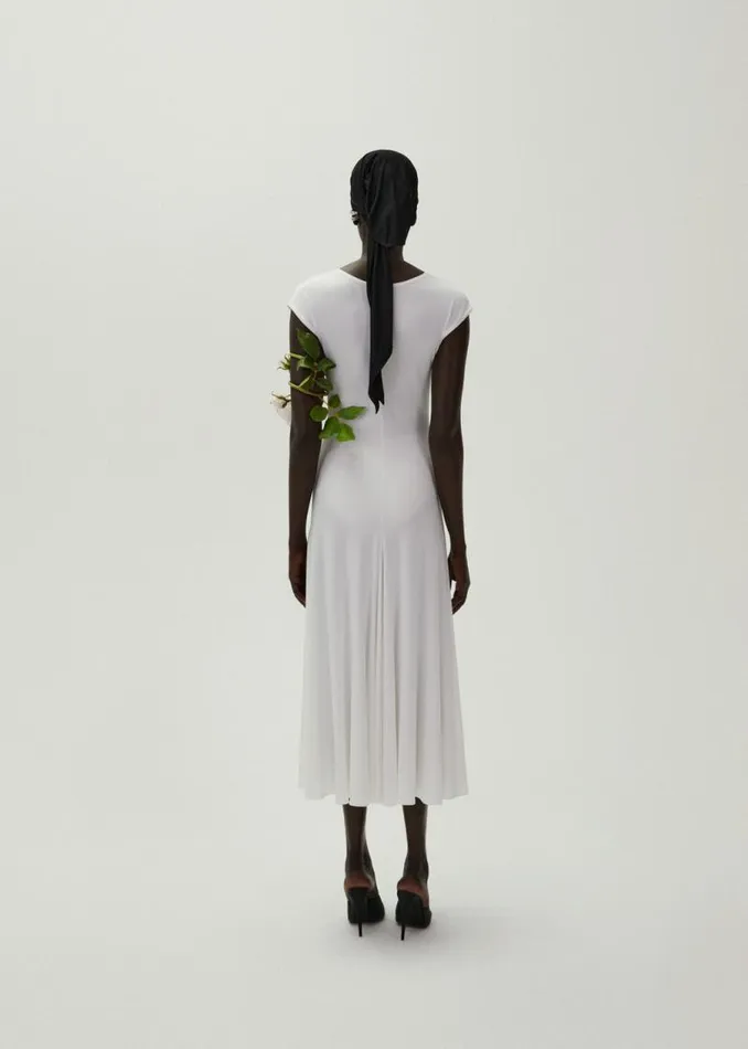 Shop Magda Butrym Dresses Drop Waist Jersey Dress In White Shop Magda Butrym Dresses Drop Waist Jersey Dress In White