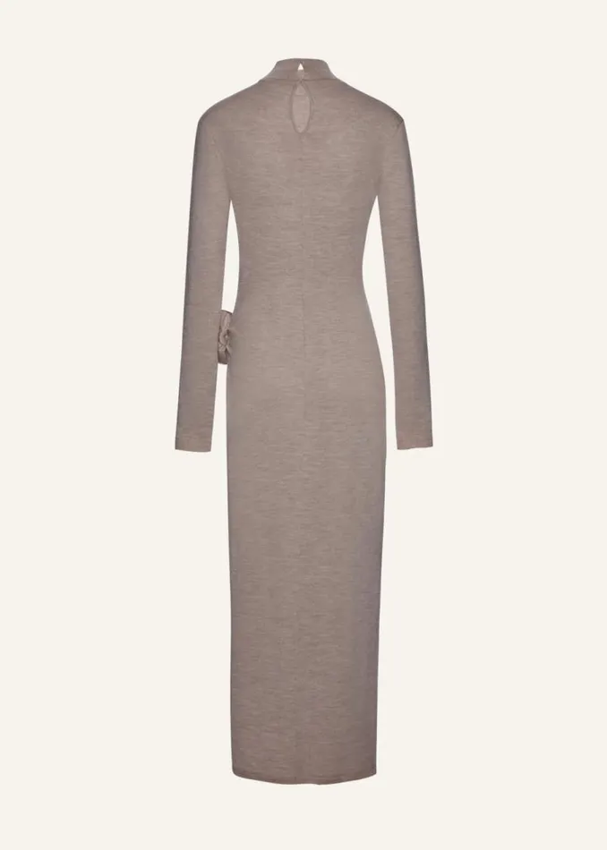 Shop Magda Butrym Dresses High Neck Knit Maxi Dress In Beige Shop Magda Butrym Dresses High Neck Knit Maxi Dress In Beige