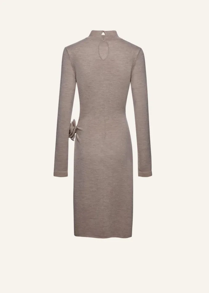 Shop Magda Butrym Dresses High Neck Knit Midi Dress In Beige Shop Magda Butrym Dresses High Neck Knit Midi Dress In Beige