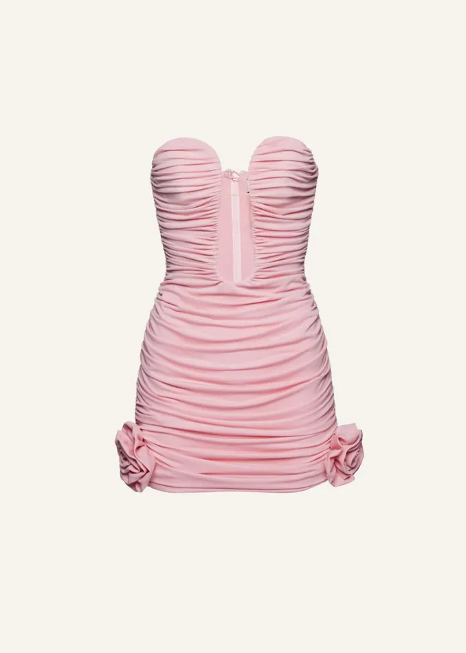 Shop Magda Butrym Dresses Ruched Plunge Mini Dress In Pink