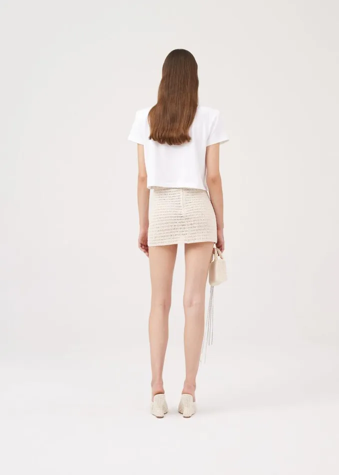 Shop Magda Butrym Essentials Crochet Bra Tshirt In White Shop Magda Butrym Essentials Crochet Bra Tshirt In White