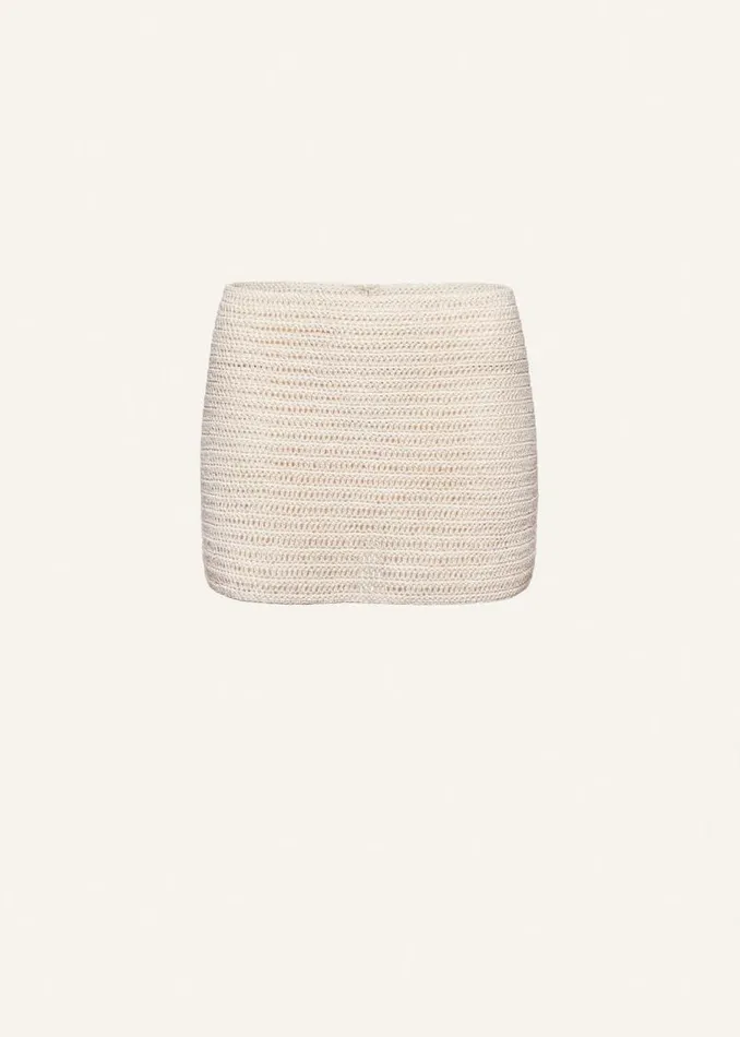 Shop Magda Butrym Essentials Crochet Mini Skirt In Cream
