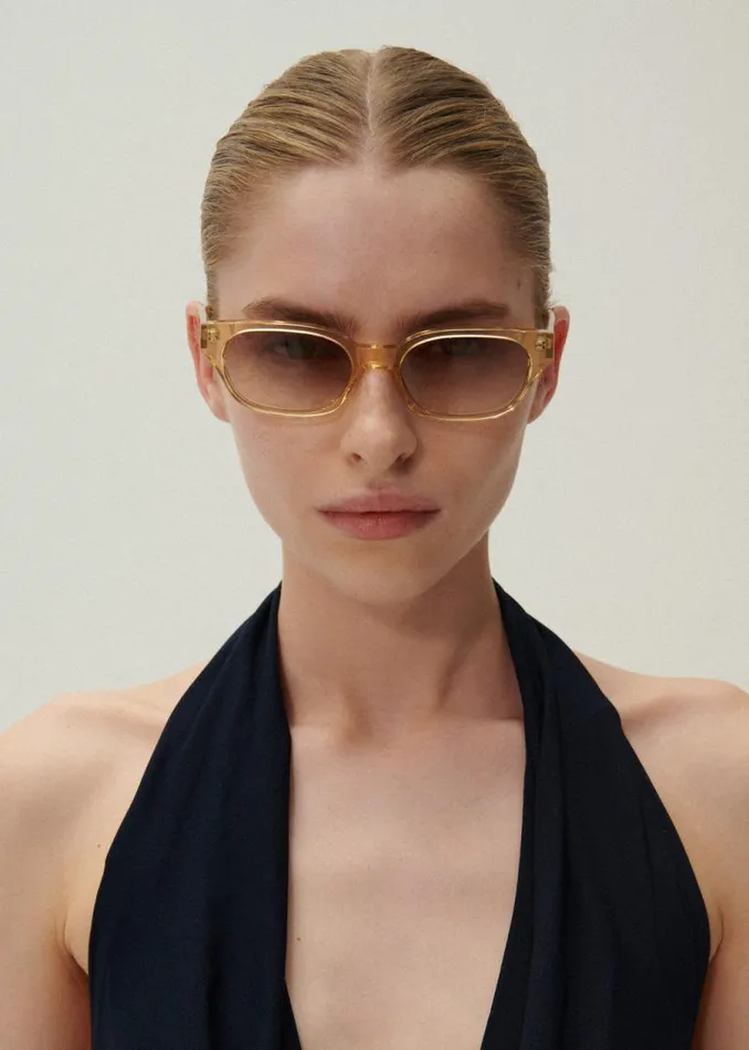 Shop Magda Butrym Eyewear Slim Rectangular Sunglasses In Yellow Shop Magda Butrym Eyewear Slim Rectangular Sunglasses In Yellow