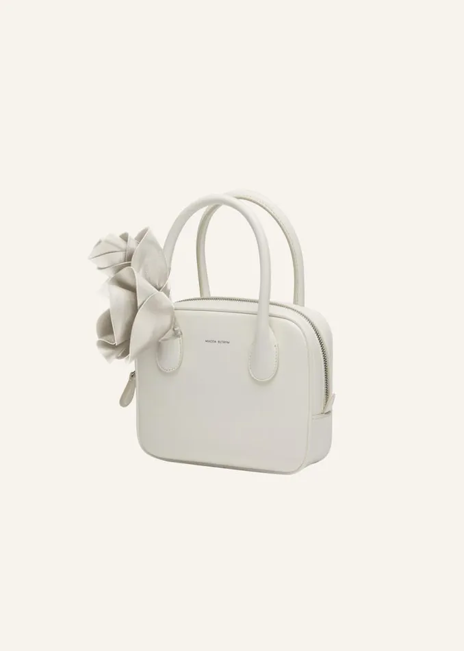 Shop Magda Butrym Handbags Brigitte Square Bag In Cream Leather And Silver Shop Magda Butrym Handbags Brigitte Square Bag In Cream Leather And Silver
