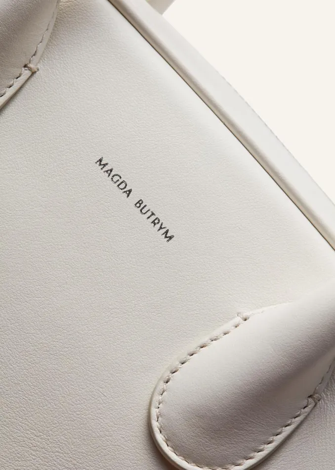 Shop Magda Butrym Handbags Brigitte Square Bag In Cream Leather And Silver Shop Magda Butrym Handbags Brigitte Square Bag In Cream Leather And Silver