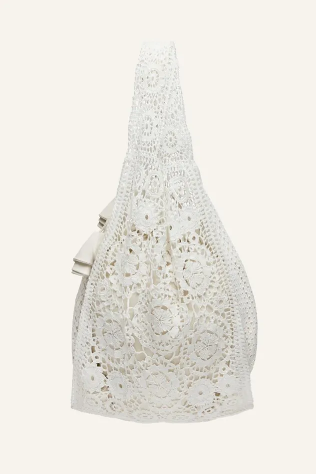 Shop Magda Butrym Handbags Crochet Tote Bag In White