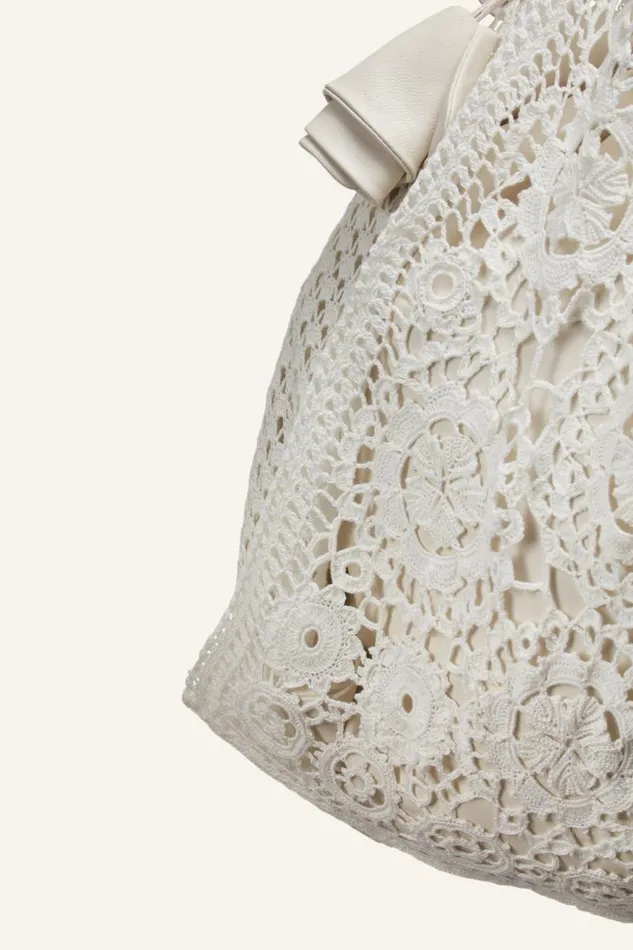 Shop Magda Butrym Handbags Crochet Tote Bag In White