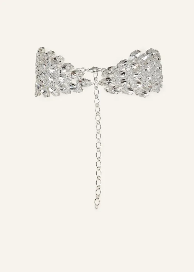 Shop Magda Butrym Jewelry Crystal Marquise Choker In Silver