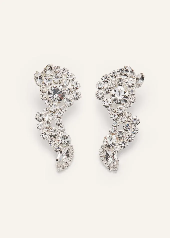 Shop Magda Butrym Jewelry Crystal Scatter Drop Earrings In Silver
