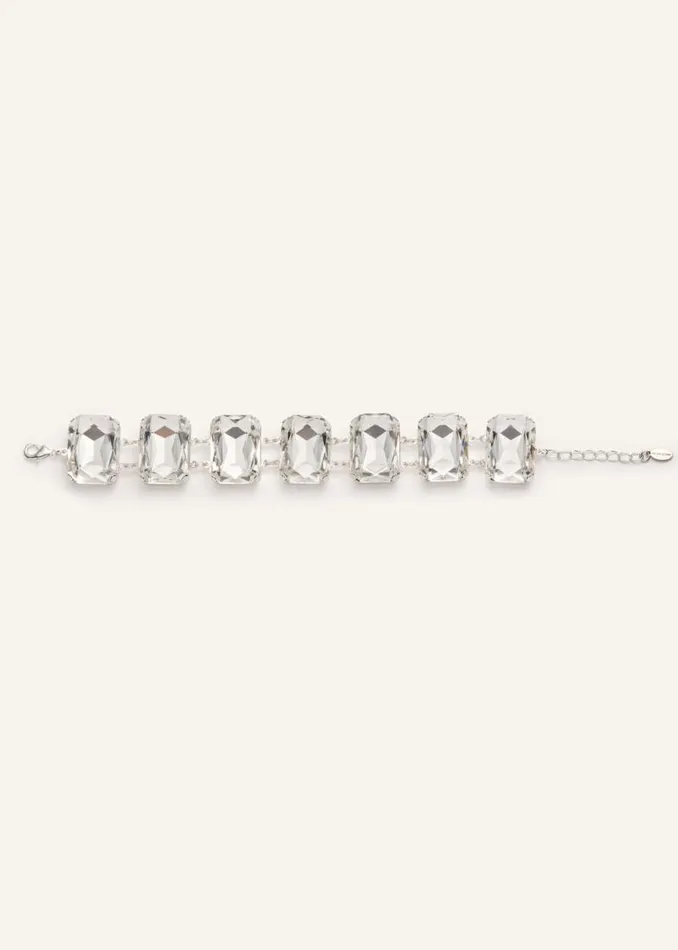 Shop Magda Butrym Jewelry Emerald Cut Crystal Bracelet In Silver