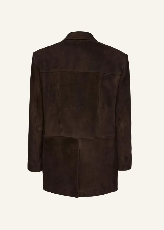 Shop Magda Butrym Leather And Shearling Suede Car Jacket In Brown Shop Magda Butrym Leather And Shearling Suede Car Jacket In Brown