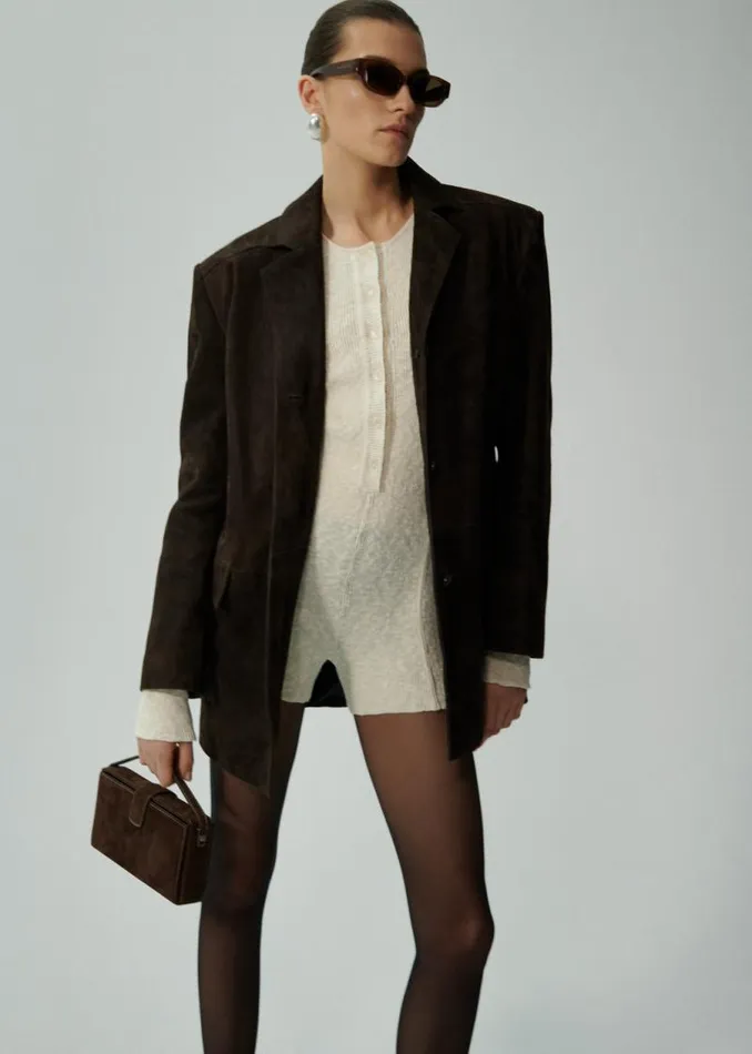 Shop Magda Butrym Leather And Shearling Suede Car Jacket In Brown Shop Magda Butrym Leather And Shearling Suede Car Jacket In Brown