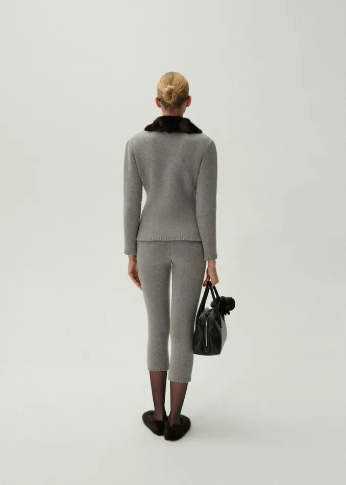 Shop Magda Butrym Pants Cropped Knitwear Leggings In Light Grey Shop Magda Butrym Pants Cropped Knitwear Leggings In Light Grey