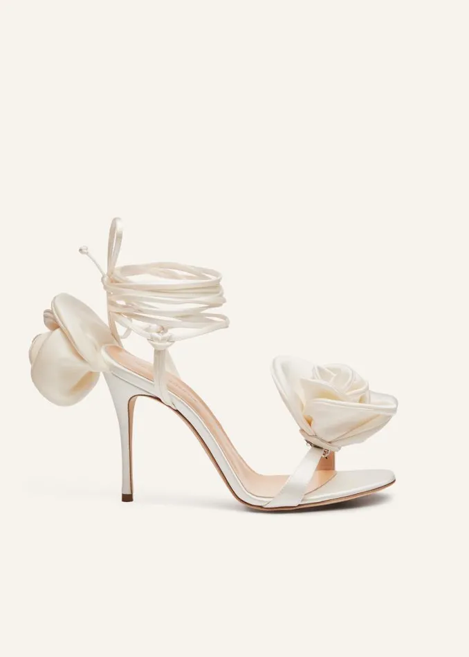 Shop Magda Butrym Shoes Double Flower Heel Sandals In Ivory