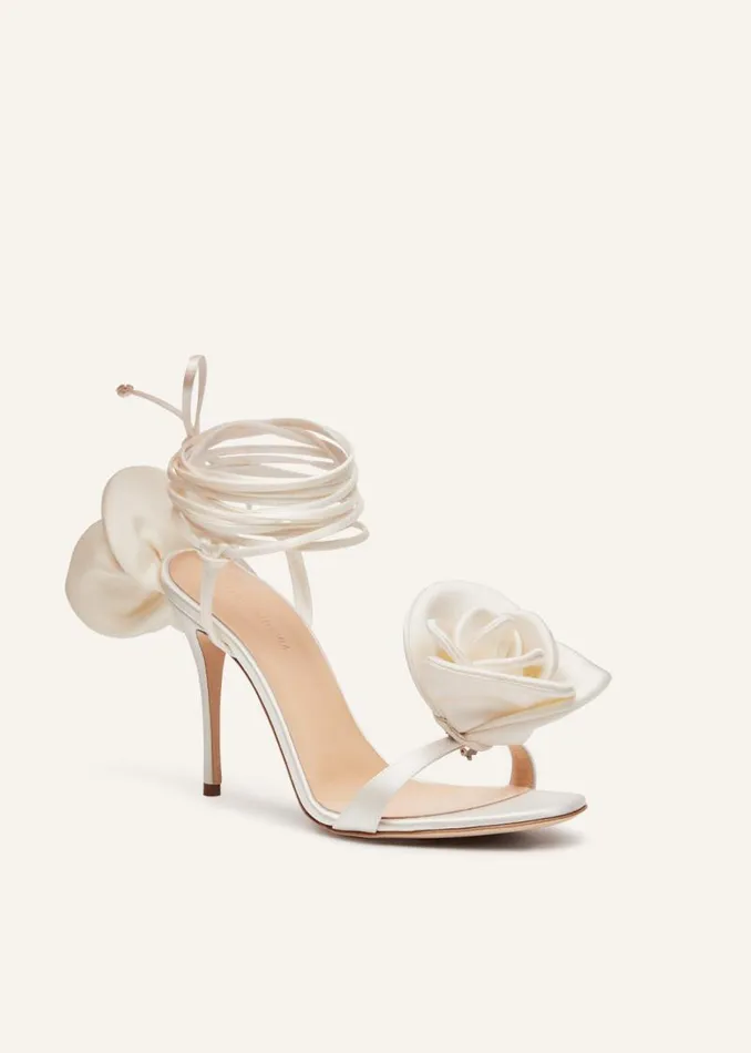 Shop Magda Butrym Shoes Double Flower Heel Sandals In Ivory Shop Magda Butrym Shoes Double Flower Heel Sandals In Ivory