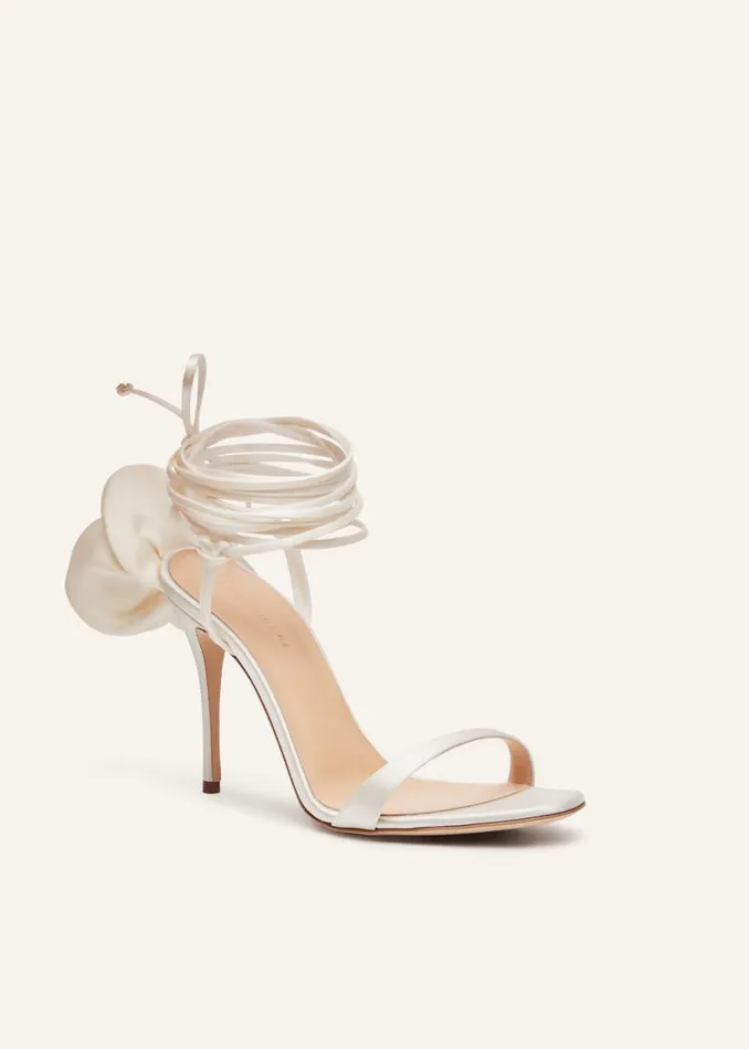 Shop Magda Butrym Shoes Double Flower Heel Sandals In Ivory Shop Magda Butrym Shoes Double Flower Heel Sandals In Ivory