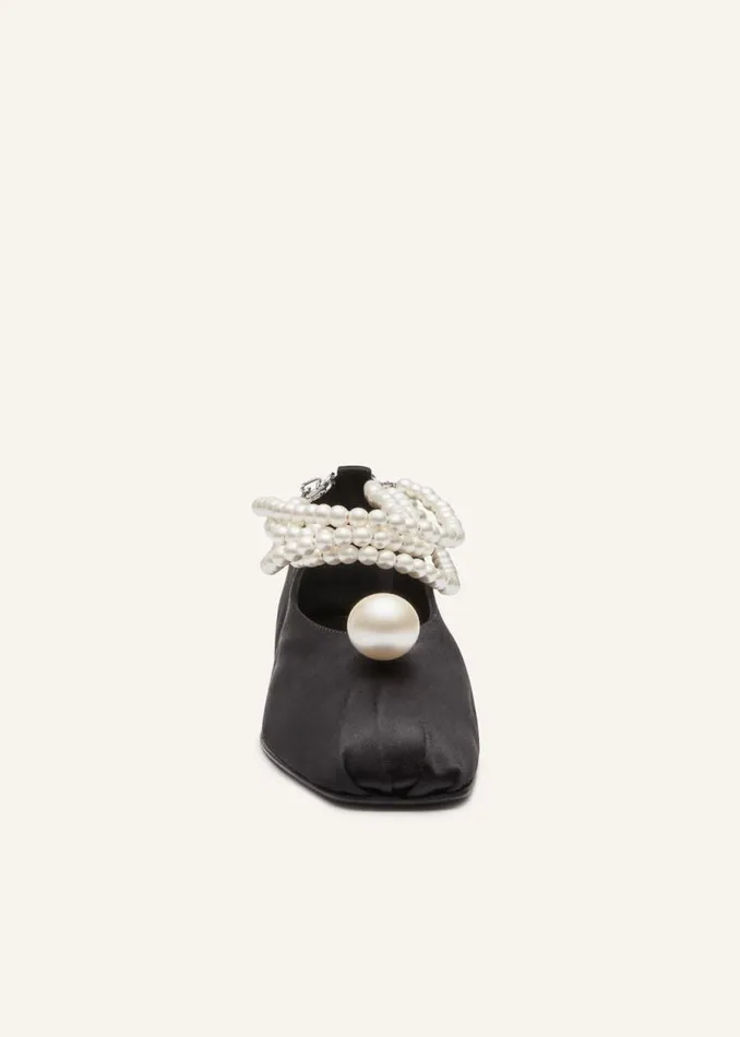 Shop Magda Butrym Shoes Mother Of Pearl Ballet Flats In Black Satin Shop Magda Butrym Shoes Mother Of Pearl Ballet Flats In Black Satin