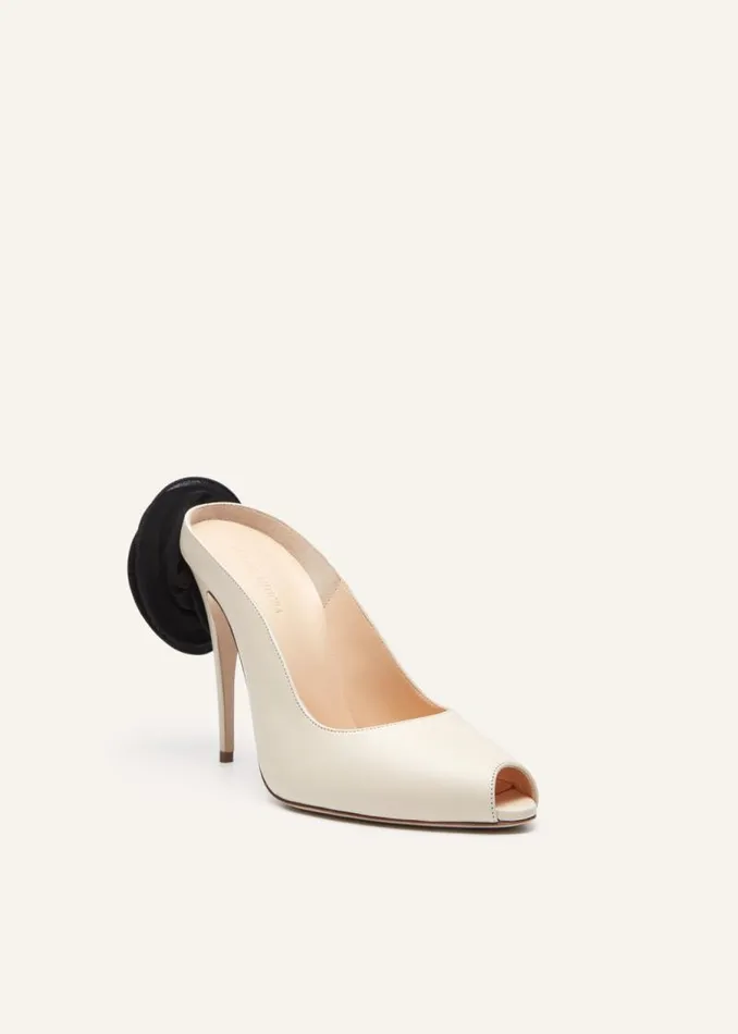 Shop Magda Butrym Shoes Peep Toe Mules In Cream Satin Shop Magda Butrym Shoes Peep Toe Mules In Cream Satin